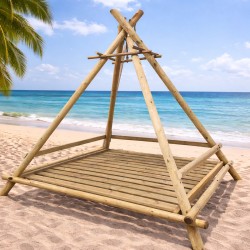 Wooden Beach Cabana with Bed 3 x 3 m