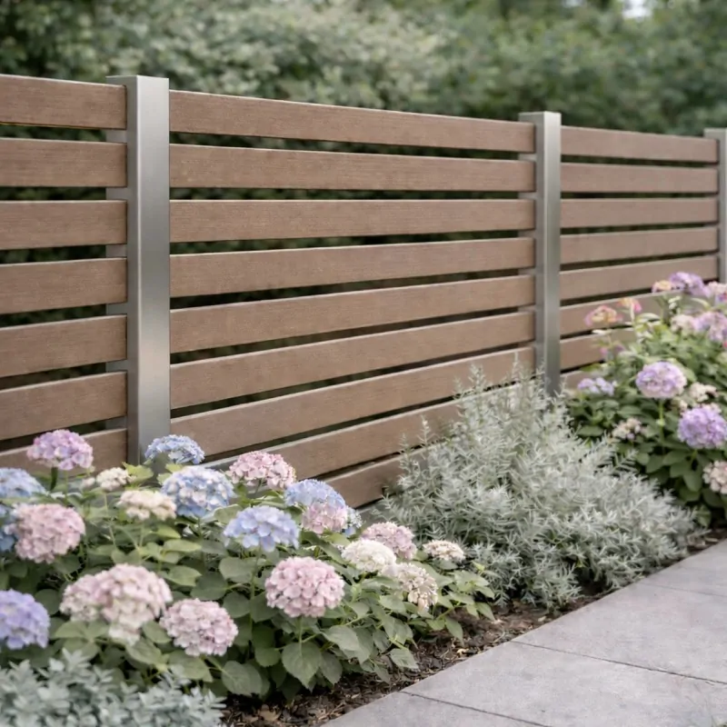 WPC striped fencing board 2 x 12 x 360cm - light brown