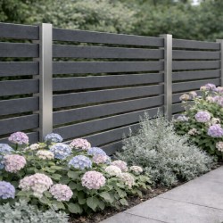 WPC striped fencing board 2 x 12 x 360cm - dark grey