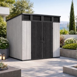 PP Garden Shed 230x229x237 cm with Metal Frame