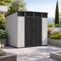 PP Garden Shed 230x229x237 cm with Metal Frame