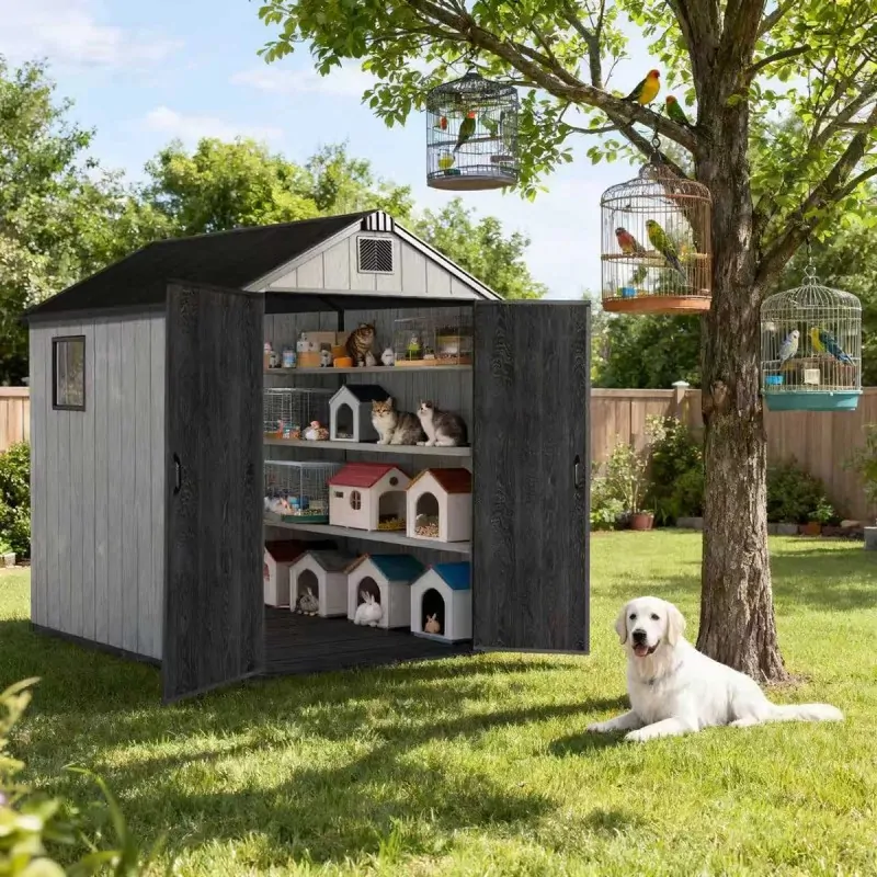 PP Garden Shed 229x169x216 cm with Metal Frame