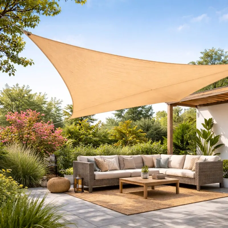 Waterproof Triangle Shade Sail 220gsm 4 x 4 x 4m - Sand