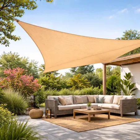 Waterproof Triangle Shade Sail 220gsm 4 x 4 x 4m - Sand