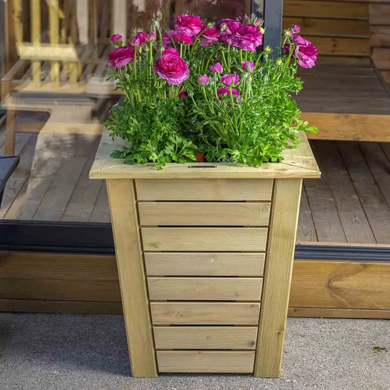 Large Wooden Tapered Planter - 77x65x65cm Pressure Treated