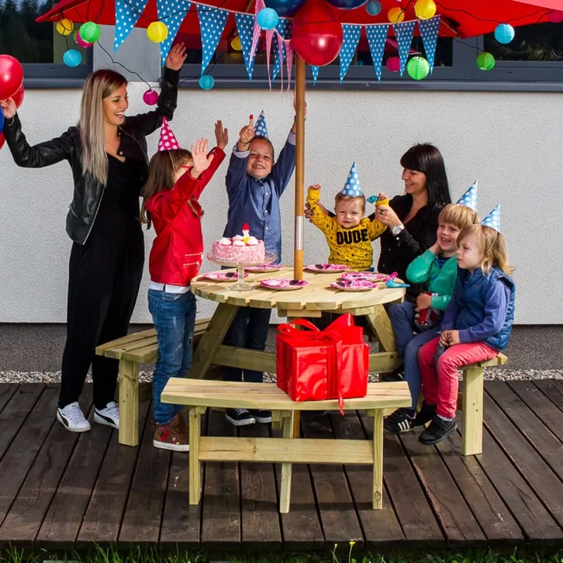 Στρογγυλό ξύλινο τραπέζι picnic Ø90εκ.