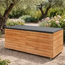 Wooden Garden Storage Box with Castors 136x71x83 cm