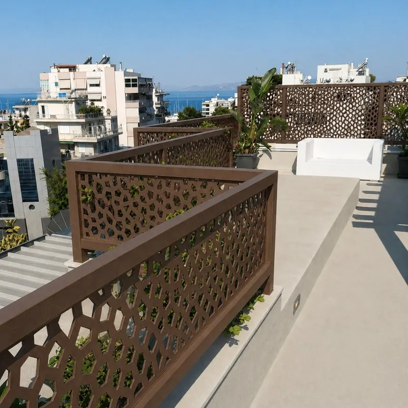 Ξύλινη Κολώνα Οριζόντιας Στήριξης Καφασωτού PP 4,5 x 7 x 196,5εκ. Καφέ
