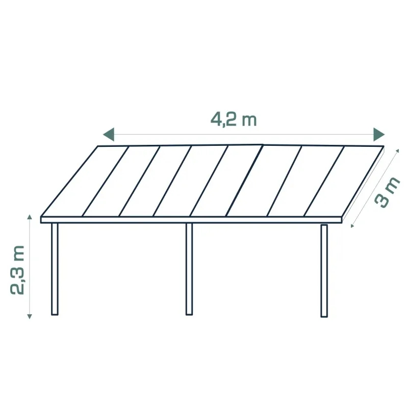 Grey Aluminium Pergola 420x300cm with Tinted Polycarbonate Roof