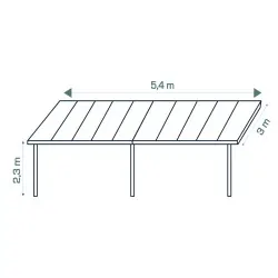 White Aluminium Pergola 540x300cm with Opal Polycarbonate Roof