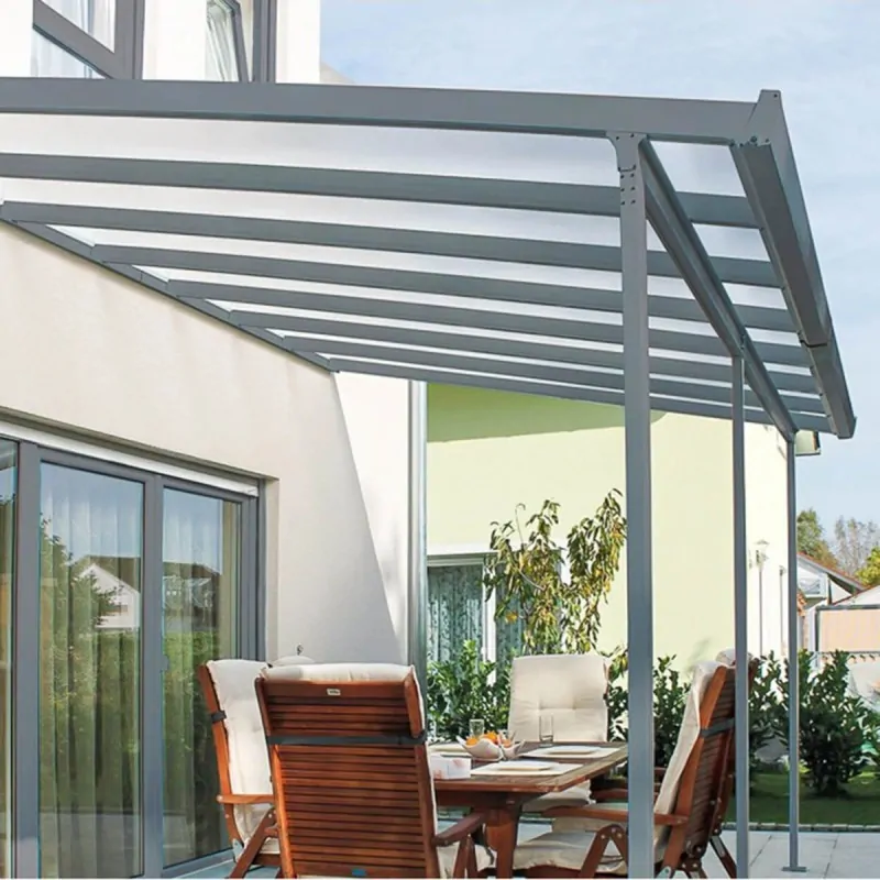 Grey Aluminium Pergola 420x300cm with Tinted Polycarbonate Roof