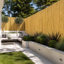 Yellow Bamboo Screening Ø25-30mm with Stainless Steel Wire 150 x 250cm
