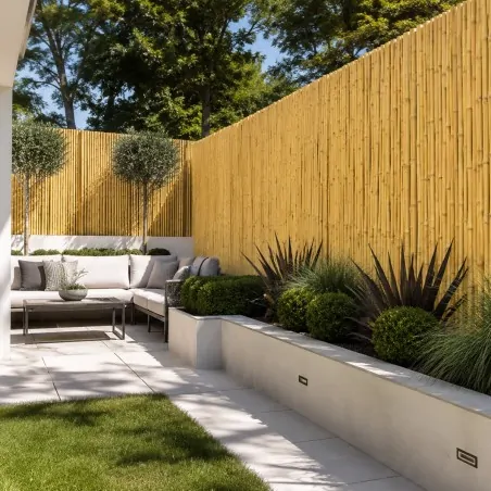 Yellow Bamboo Screening Ø25-30mm with Stainless Steel Wire 200 x 250cm