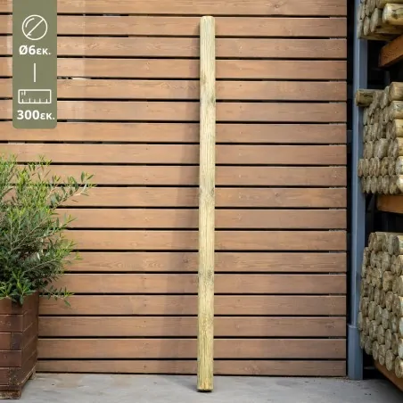 Pressure-Treated Round Wooden Post Ø6 x 300cm