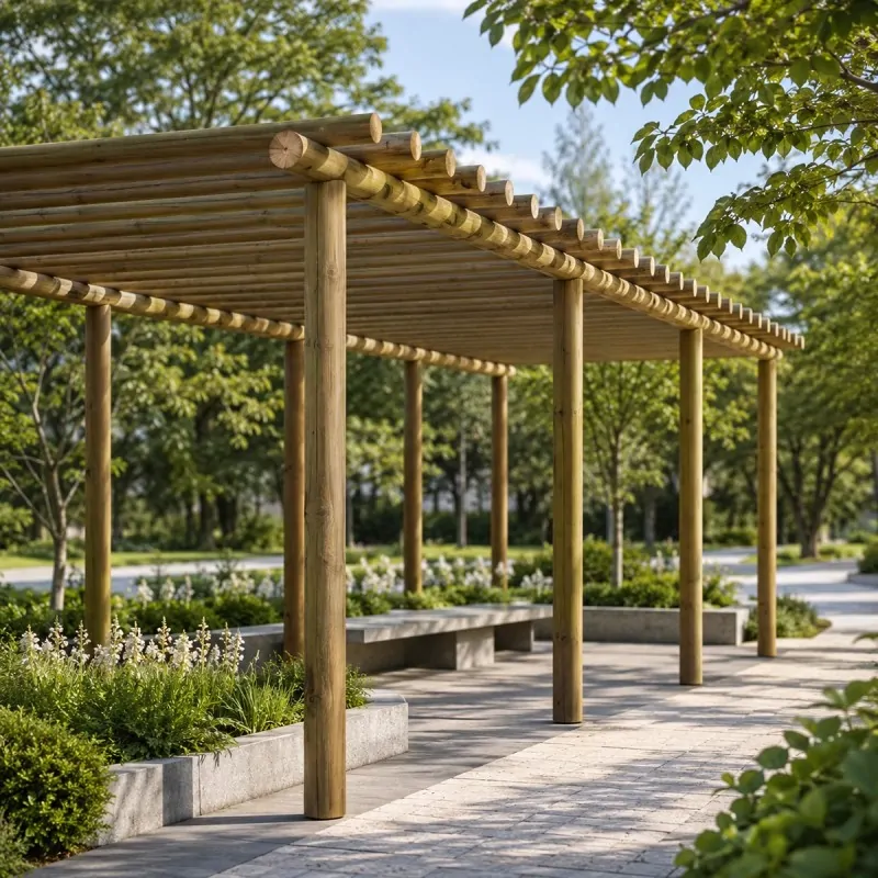 Pressure-Treated Round Wooden Pole Ø10 x 400cm