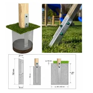 Set of 2 Galvanized L-Shaped Ground Anchors 78x8cm