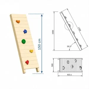 Wooden Climbing Wall with Rocks for 150cm Height