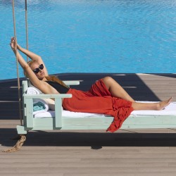 Ξύλινη Κρεμαστή Ξαπλώστρα Τιρκουάζ με Μαξιλάρι 74 × 224 εκ.