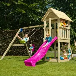 Kiosk Wooden Play Tower 120cm with Swing Extension