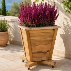 Wooden Plant Pot Base with Wheels 40 × 40 cm