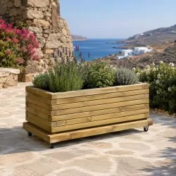 Wooden Planter Base with Wheels 30 × 60 cm