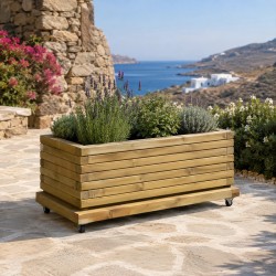 Ξύλινη Βάση Γλάστρας με Ρόδες 40 × 90 εκ.