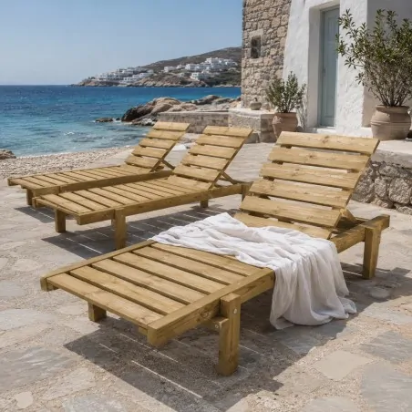 Ξύλινη Ξαπλώστρα Παραλίας 77 × 190 εκ. – Εμποτισμένη