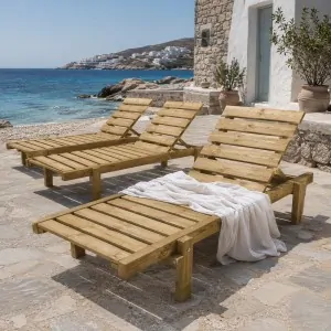 Ξύλινη Ξαπλώστρα Παραλίας 77 × 190 εκ. – Εμποτισμένη