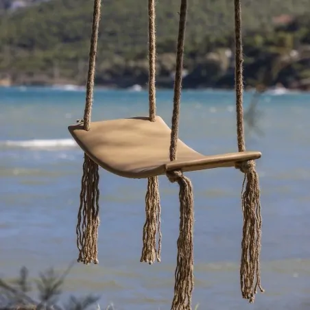Καμπυλωτή Ξύλινη Κούνια Μπεζ με Κρόσσια