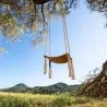 Curved Wooden Swing Beige with Fringes 52 cm