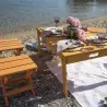 Φορητό Ξύλινο Σετ Πικνίκ Βαλίτσα με Τραπέζι και 4 Σκαμπό