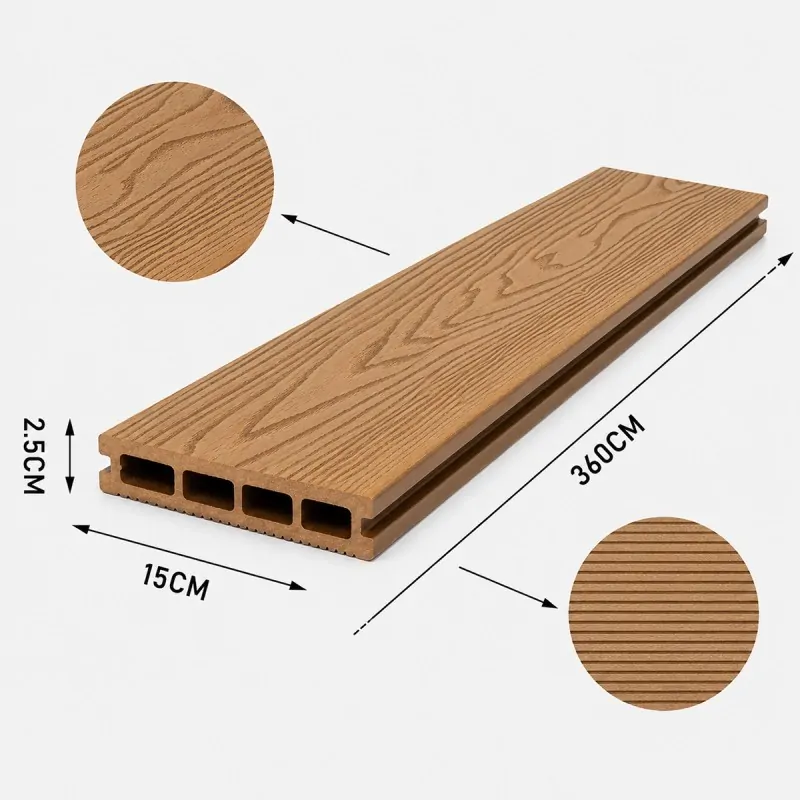 3D WPC Decking Board 2,5 x 15 x 360cm - Light Brown