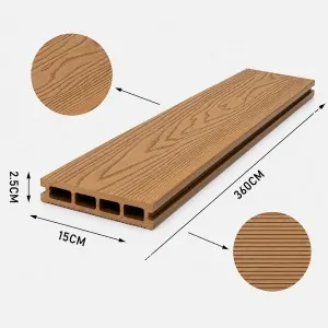 3D WPC Decking Board 2,5 x 15 x 360cm - Light Brown