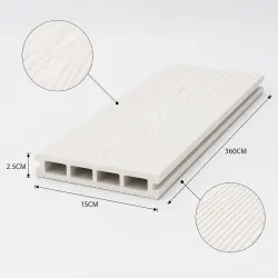WPC Δάπεδο Διπλής Όψης 2,5 x 15 x 360εκ. - Λευκό