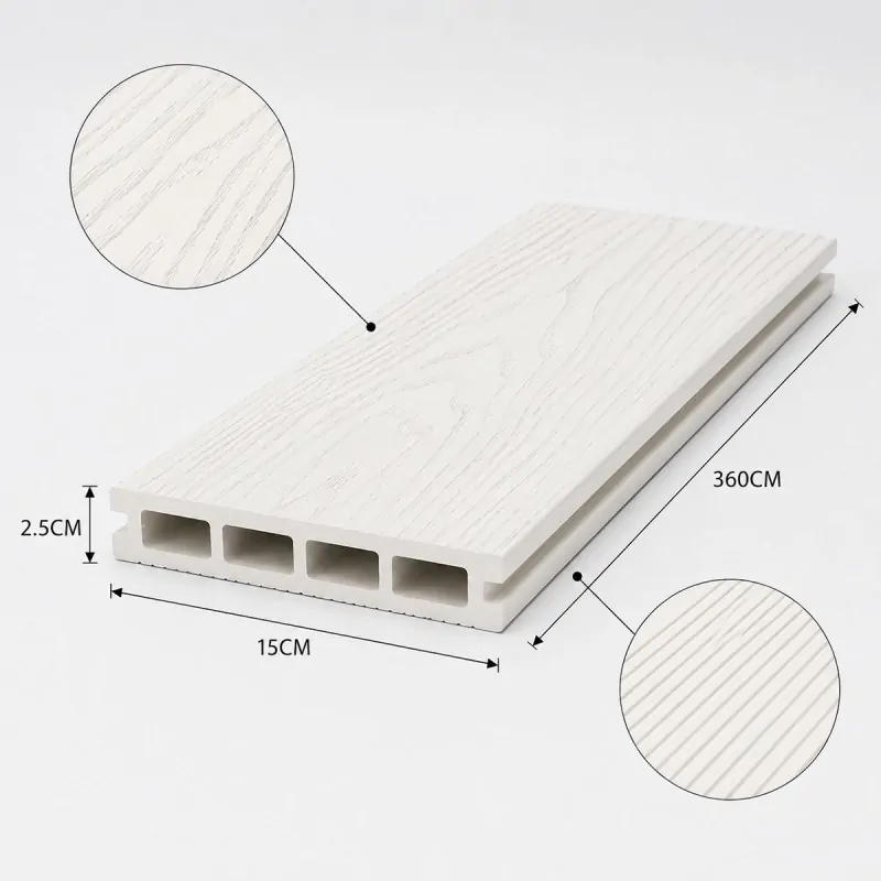 3D WPC Decking Board 2,5 x 15 x 360cm - White