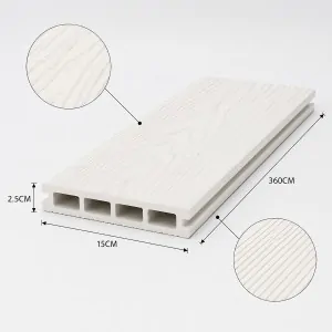 3D WPC Decking Board 2,5 x 15 x 360cm - White