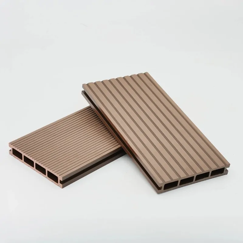Striped WPC decking board 2,4 x 14,6 x 360cm - brown