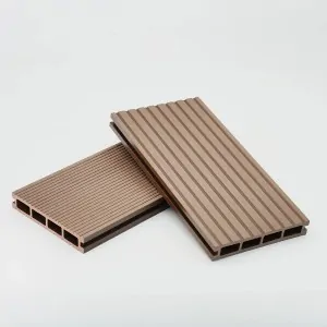 Striped WPC decking board 2,4 x 14,6 x 360cm - brown