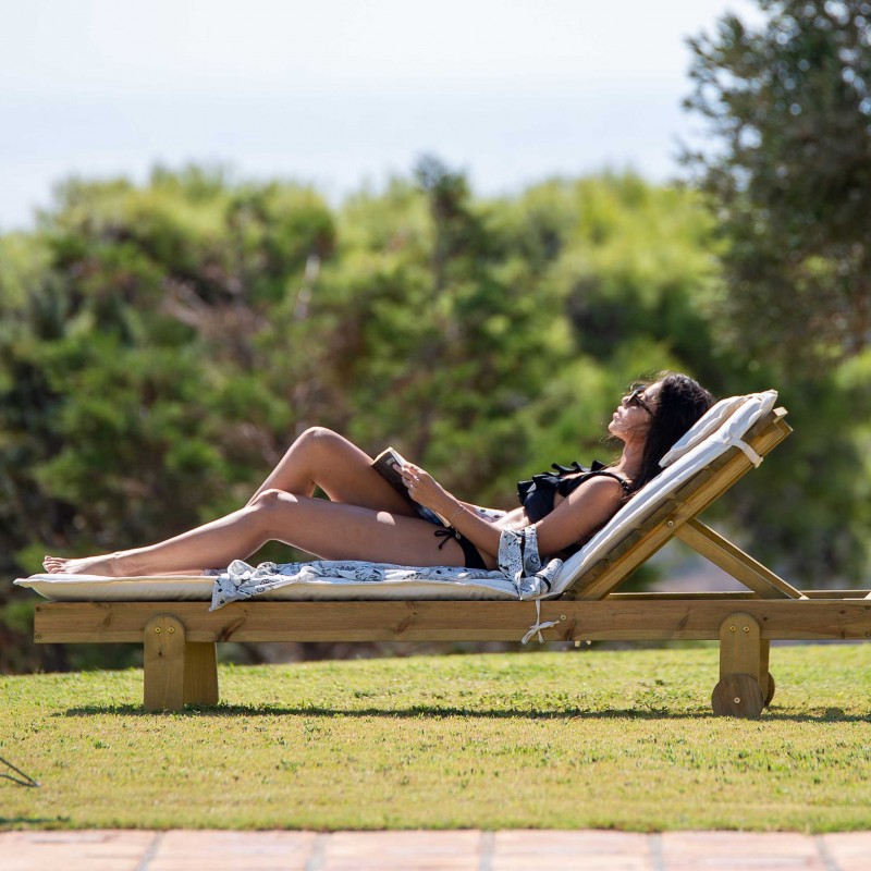 Wooden sun lounger