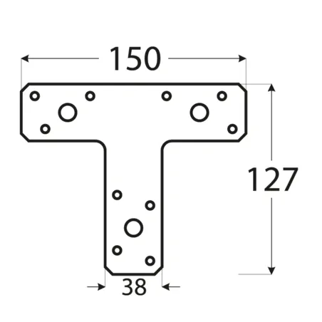 Σύνδεσμος ξύλου Τ Σύνδεσμος ξύλου Τ - 150 x 127 x 38mm