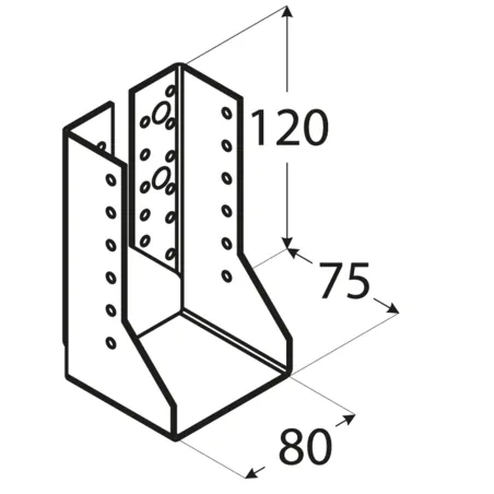 Folded joist hanger 80 x 120 x 75mm