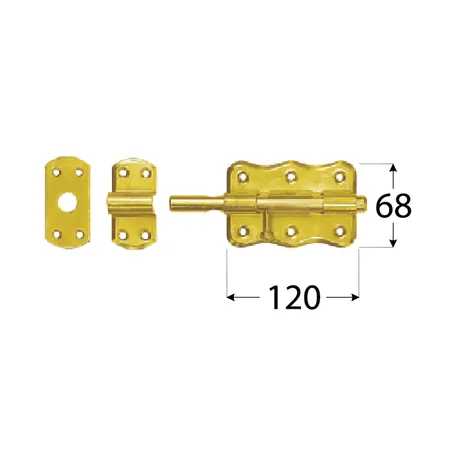 Door latch 18cm Door bolt, stright 120 x 68mm