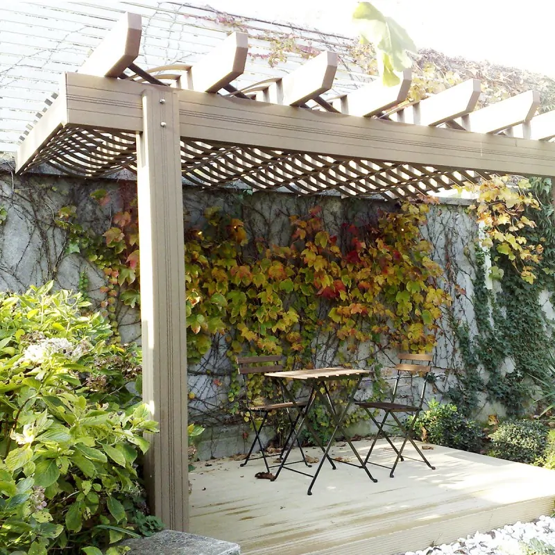 WPC stripe wall pergola
