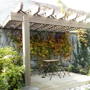 WPC stripe wall pergola