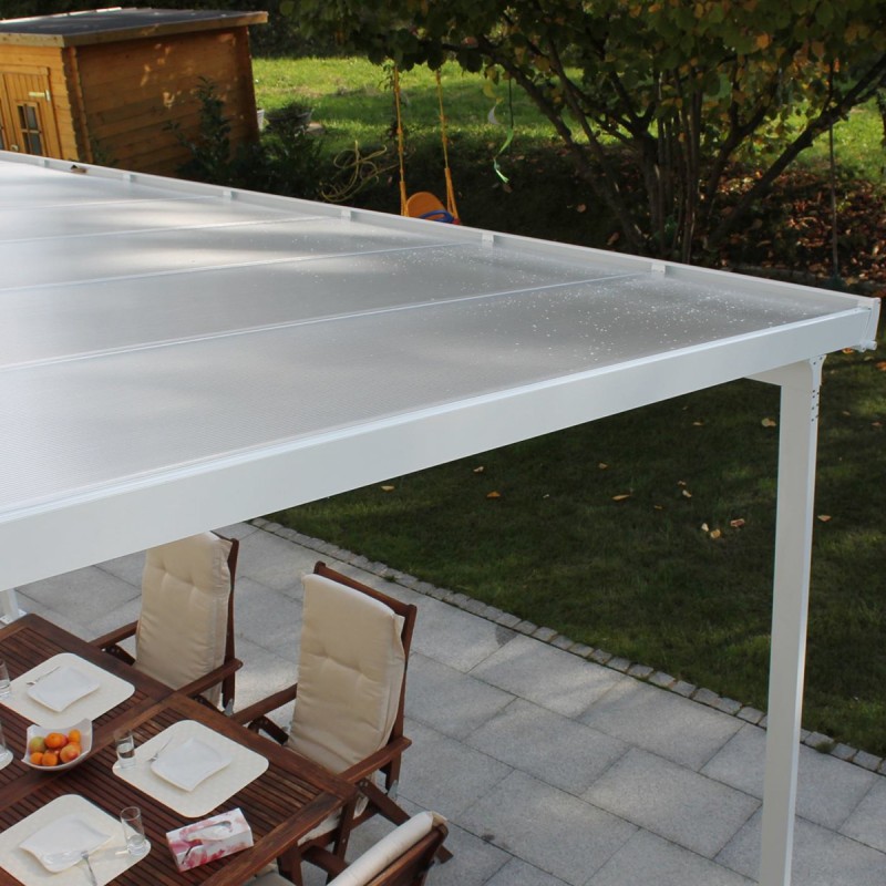 Alouminium patio cover white with opal polycarbonate sheet on top