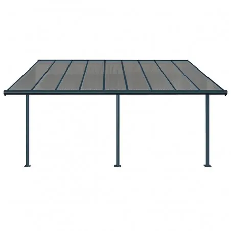 Αluminum patio cover grey Cover patio pegola grey with bronze polycarbonate 300 x 300cm