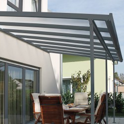 Αlouminium patio cover grey with bronze polycarbonate sheet on top