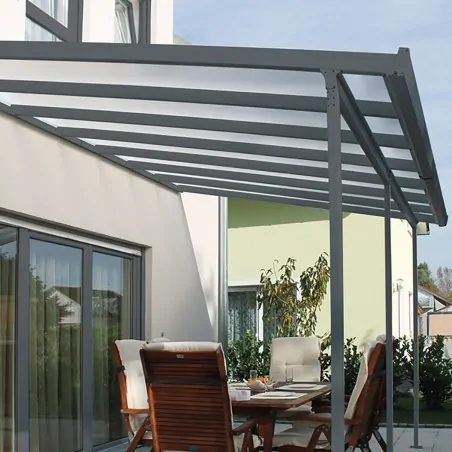 Αluminum patio cover grey Cover patio pegola grey with bronze polycarbonate 300 x 300cm