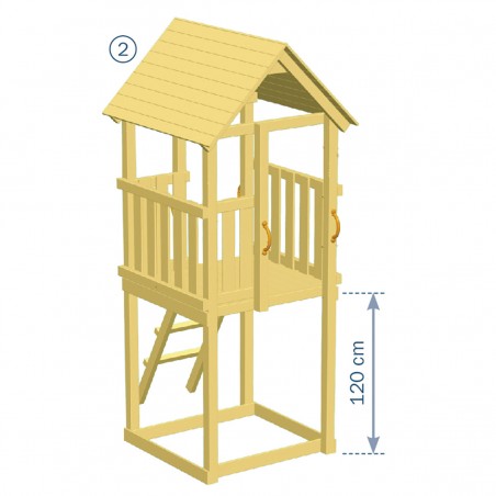 ξύλινος πύργος παιδικής χαράς για τον κήπο