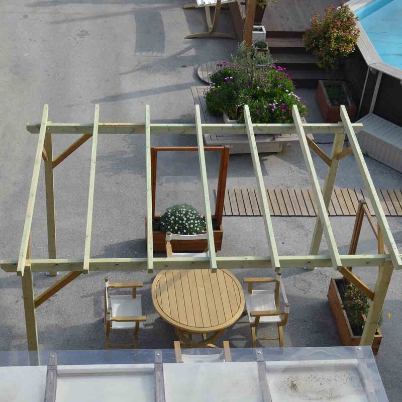 wooden pergola made of pressure-treated pine timber